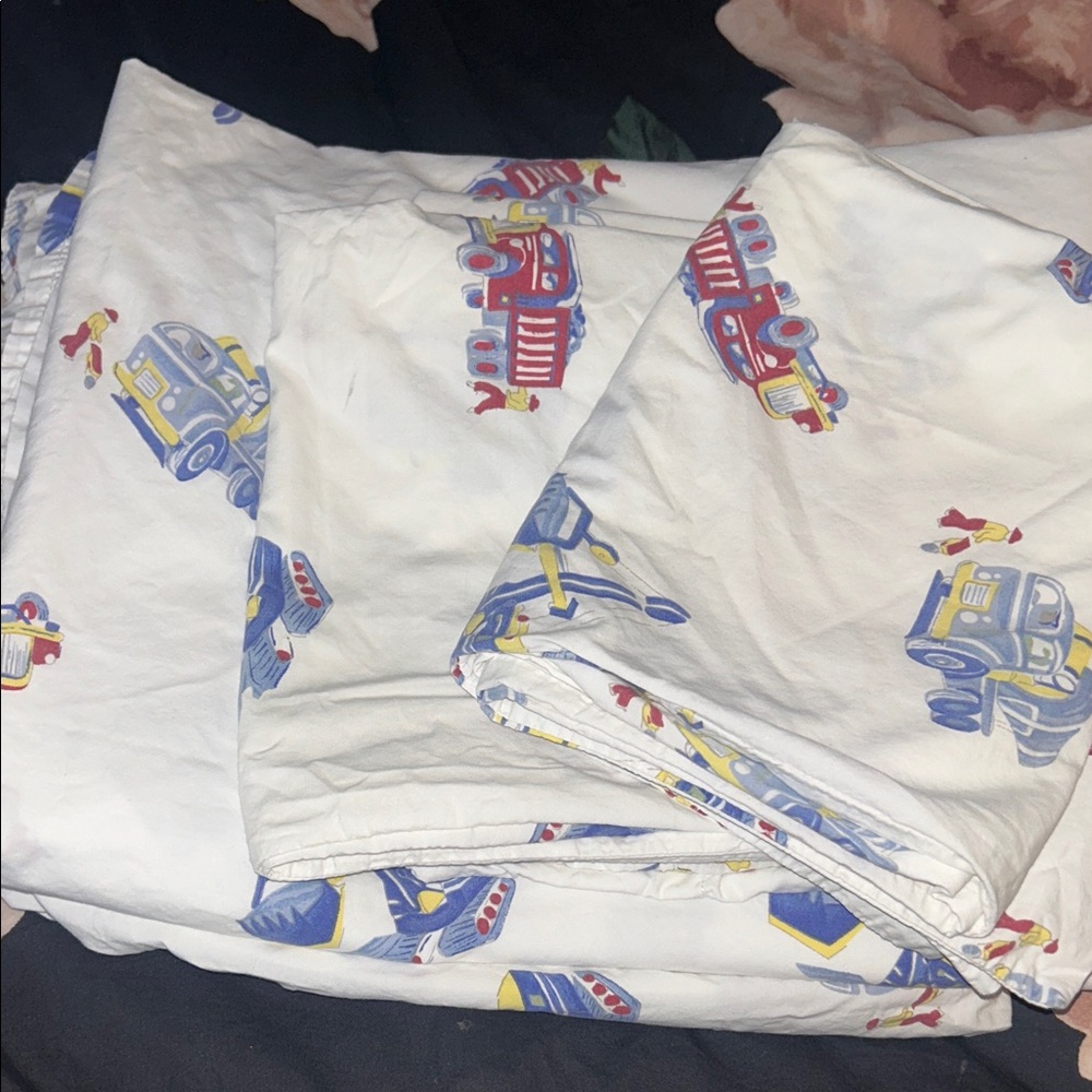 Pottery Barn Kids trucks construction TWIN sheet set